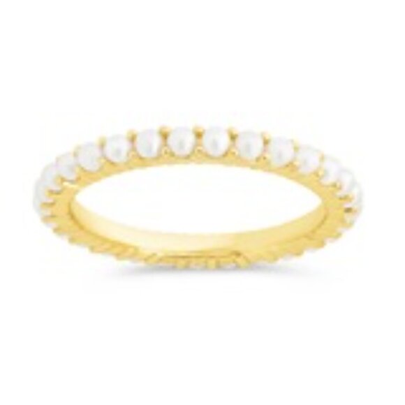 Sterling Forever - Sterling Silver Gianni Pearl Eternity Ring in Gold - Size 8 - Picture 2 of 2